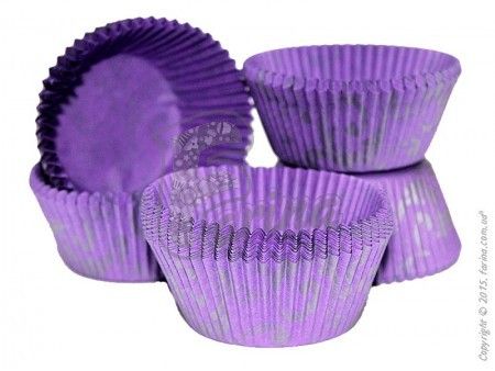 Форма для випечки кексов фиолетовая узор серебро 50х30 50 шт. < фото цена